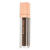 A closed rectangular clear tube of High Brow brow tint with a rose gold cap and Kandi Koated printed on the side. The color showing through is "On Fleek"